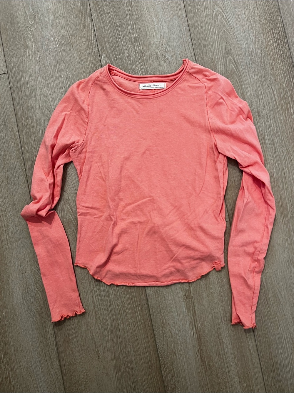 Free People We The People Coral Long Sleeve Baby Tee Top